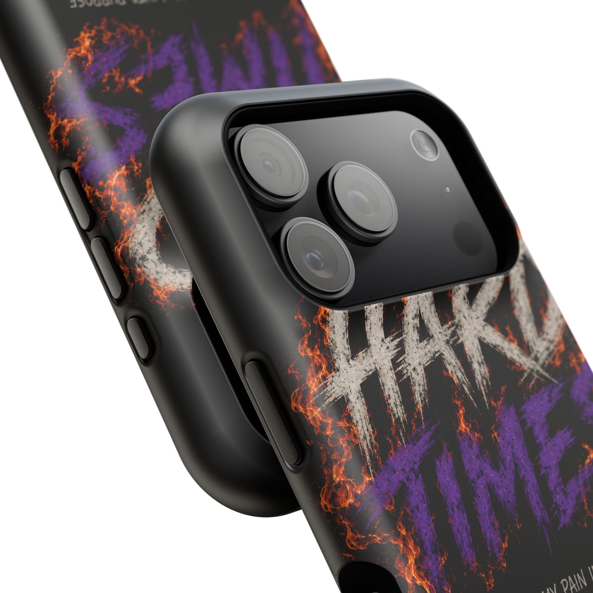Impact-Resistant Phone Case — "HARD TIMES" Flame Graphic, Motivational Quote