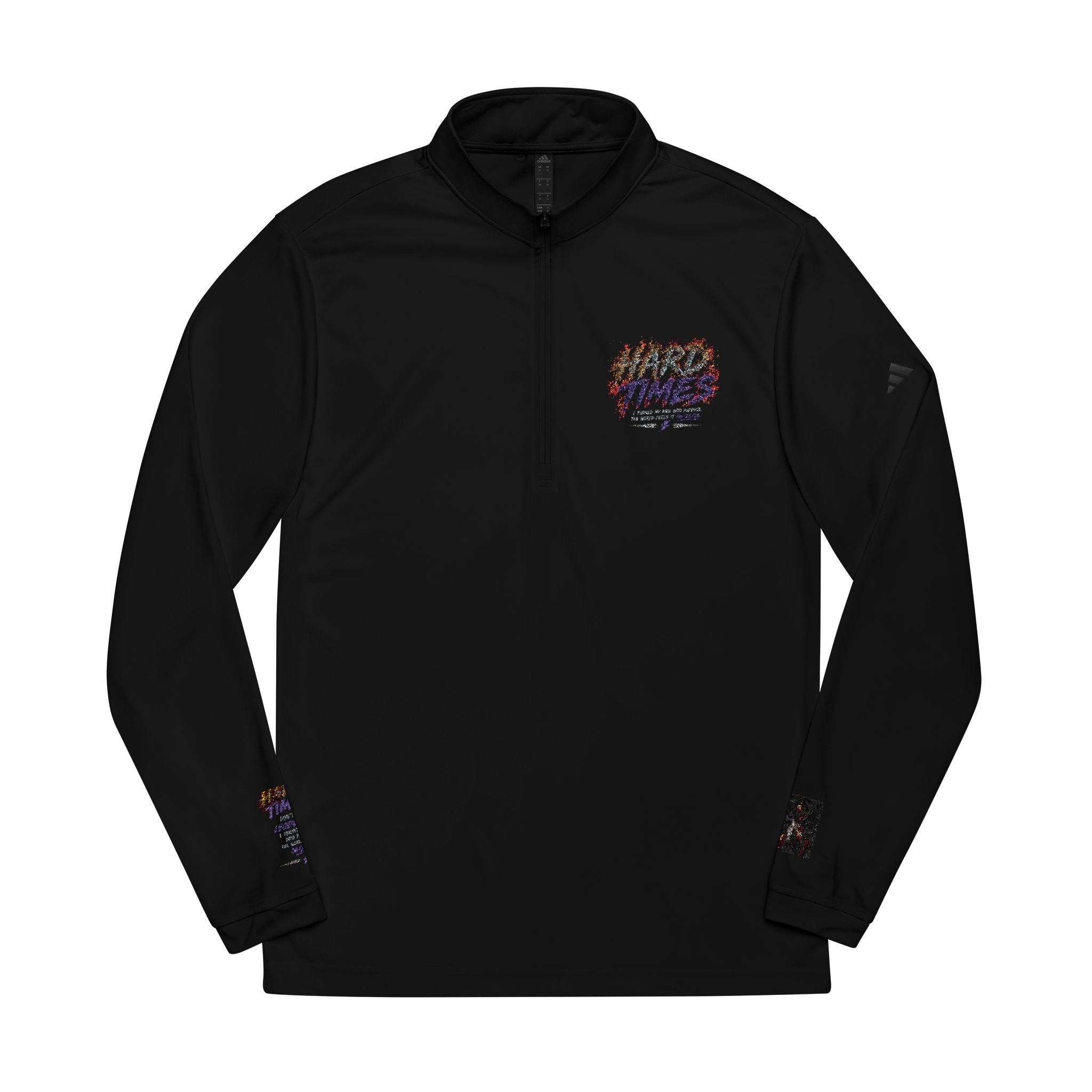 Embroidered 'Hard Times' Quarter-Zip Pullover