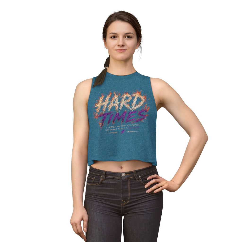 Hard Times Crop Top — Retro Grunge Graphic Women's Tank