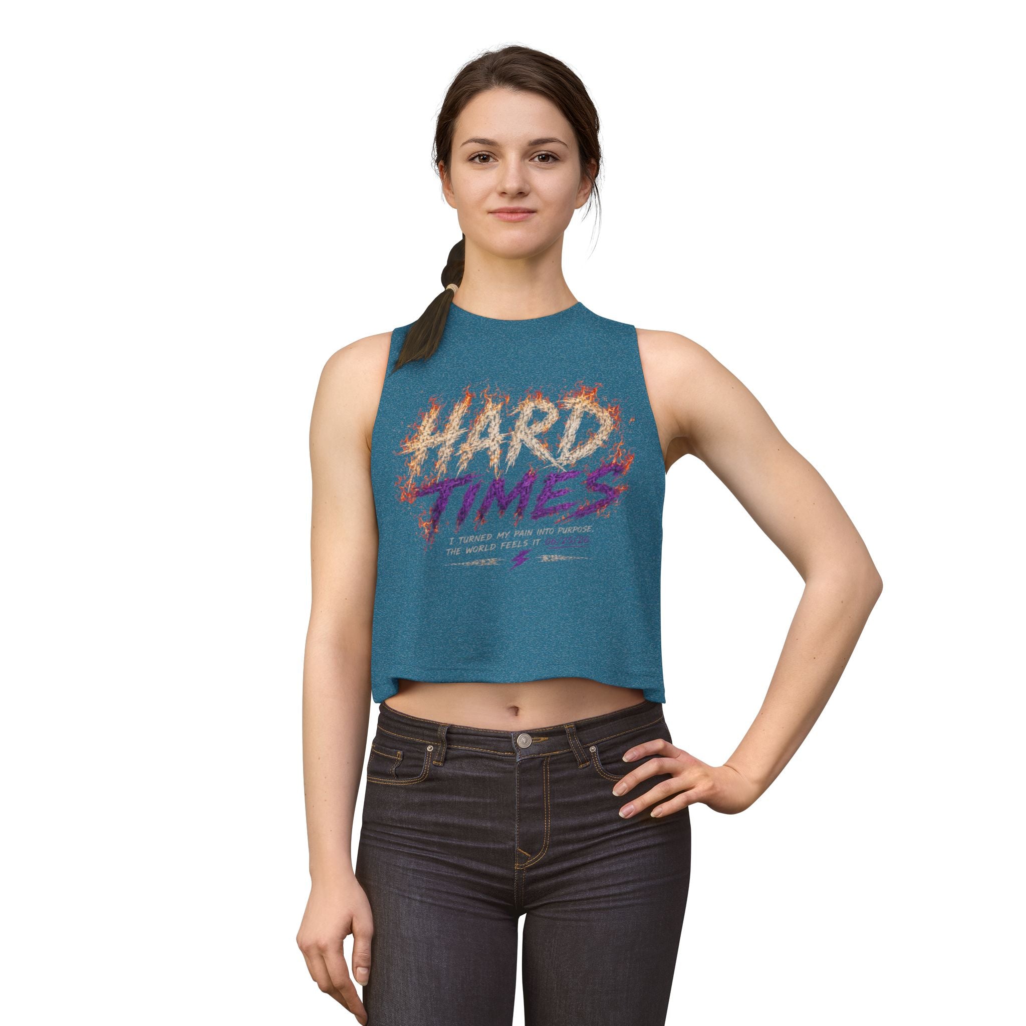 Hard Times Crop Top — Retro Grunge Graphic Women's Tank