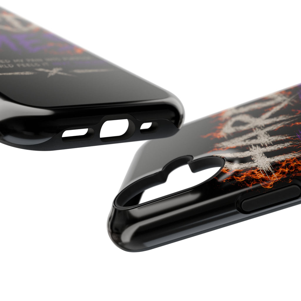 Impact-Resistant Phone Case — "HARD TIMES" Flame Graphic, Motivational Quote