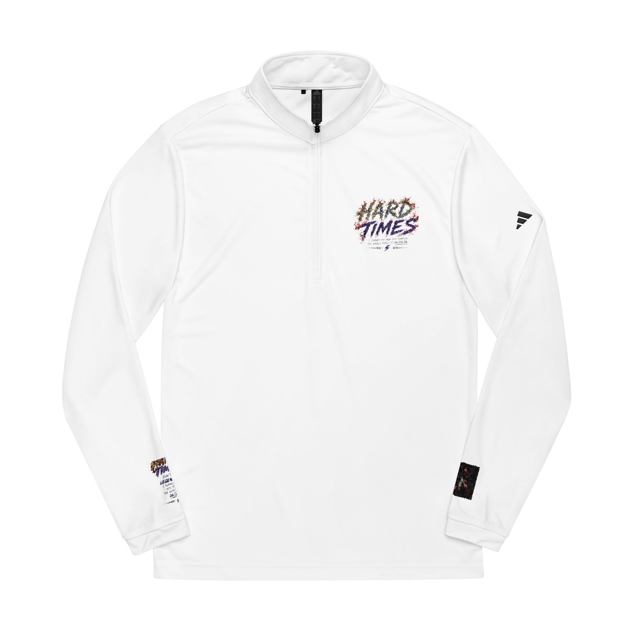 Embroidered 'Hard Times' Quarter-Zip Pullover