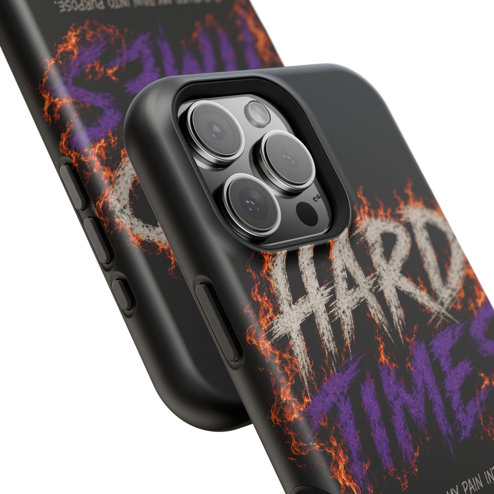 Impact-Resistant Phone Case — "HARD TIMES" Flame Graphic, Motivational Quote