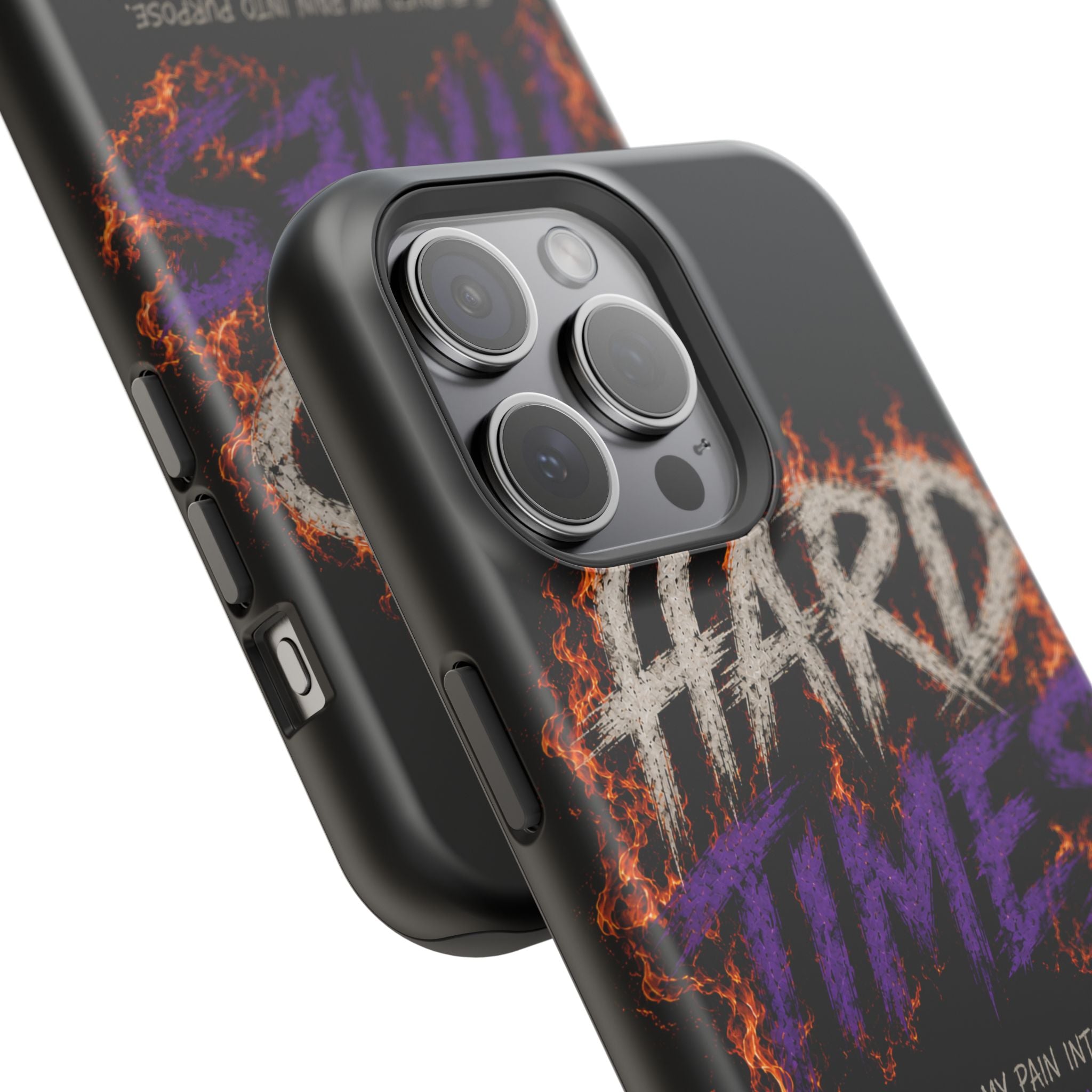 Impact-Resistant Phone Case — "HARD TIMES" Flame Graphic, Motivational Quote