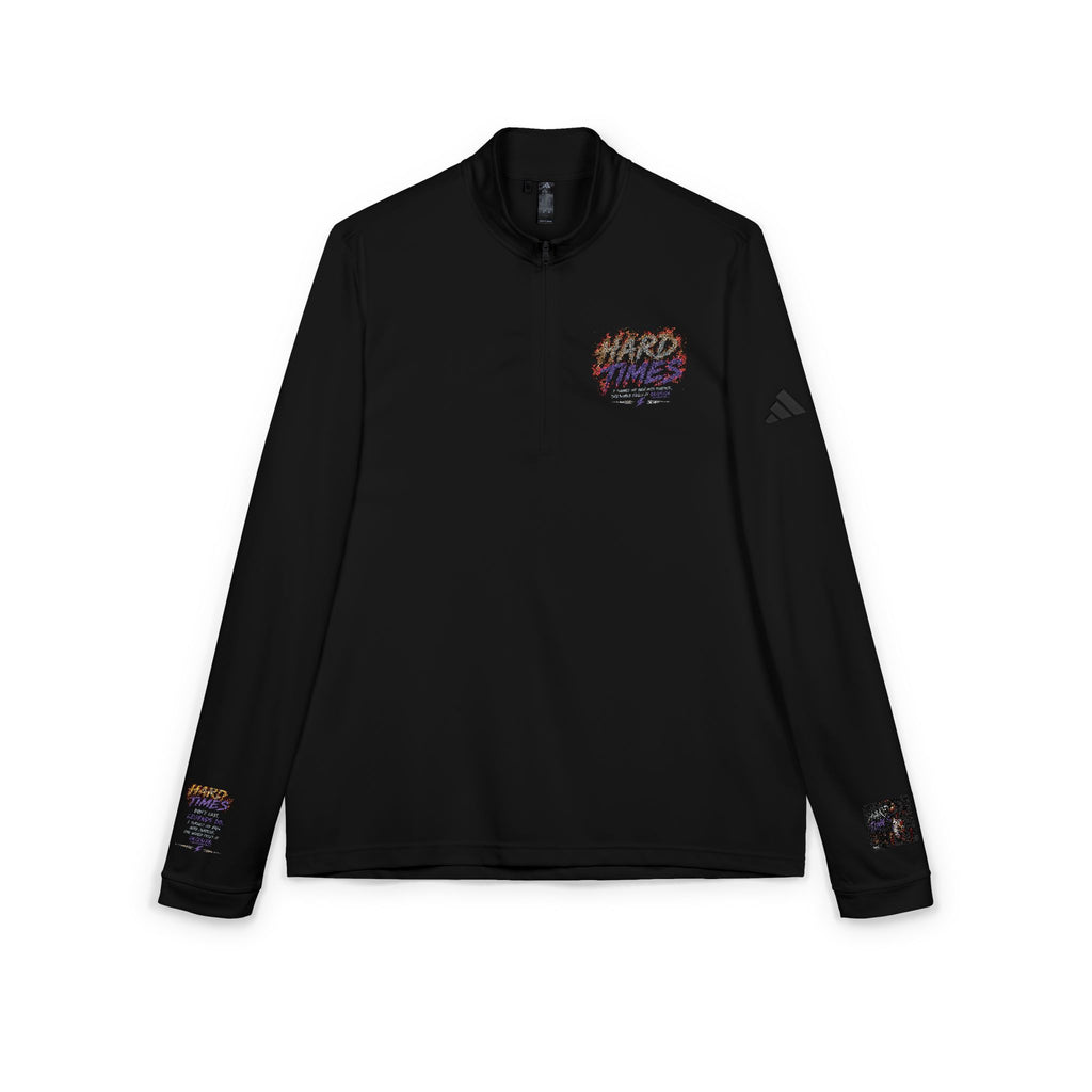 Embroidered 'Hard Times' Quarter-Zip Pullover