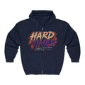 Hard Times Zip Hoodie — Retro Grunge "Hard Times" Graphic Full-Zip Sweatshirt