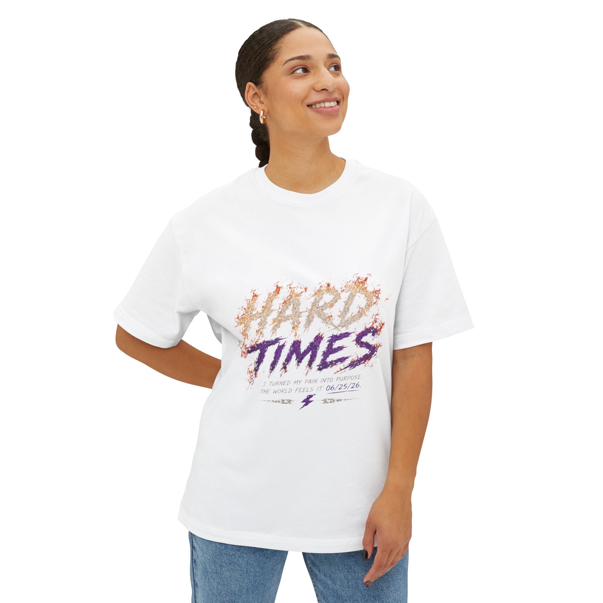 Hard Times Oversized Graphic Tee — T-Shirt