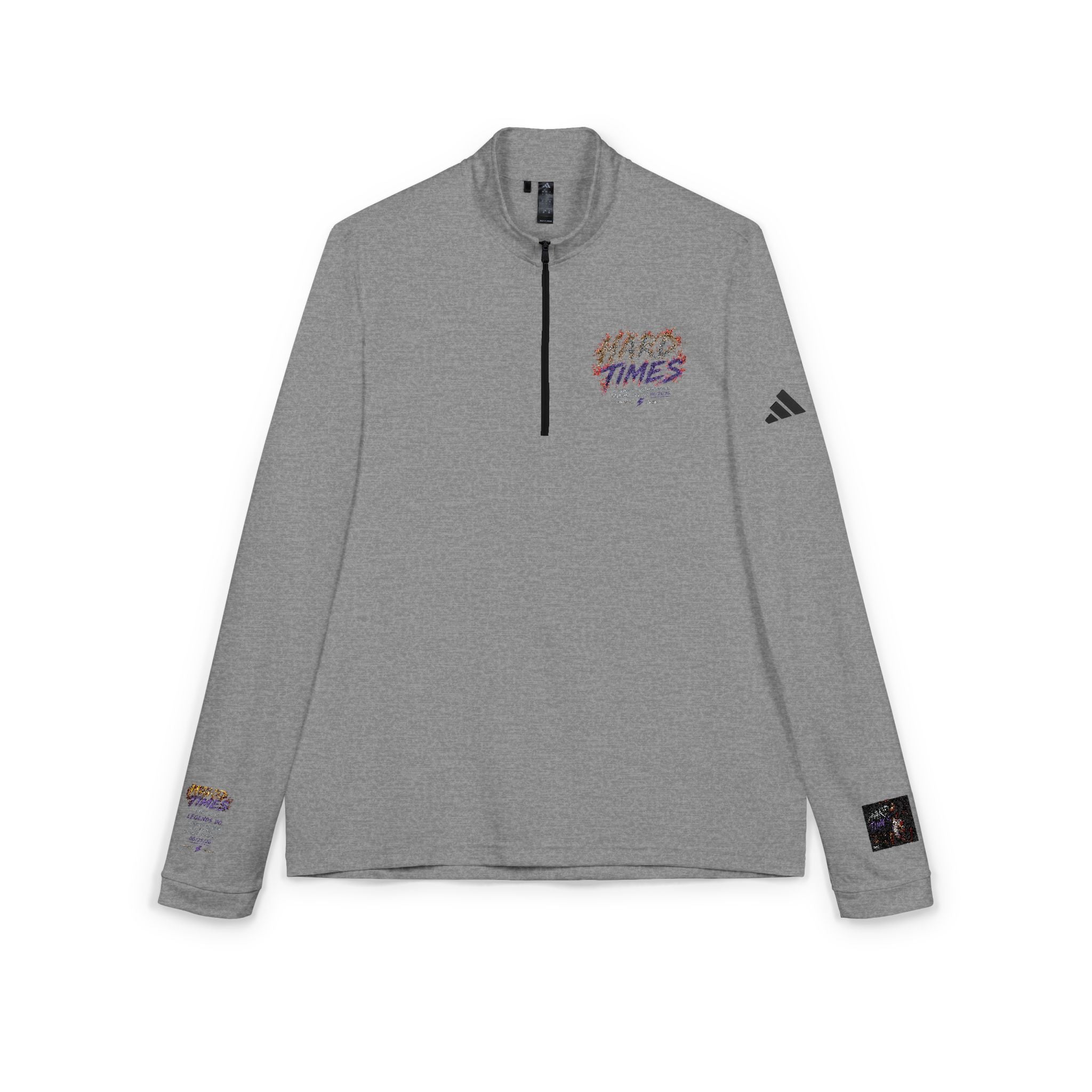 Embroidered 'Hard Times' Quarter-Zip Pullover