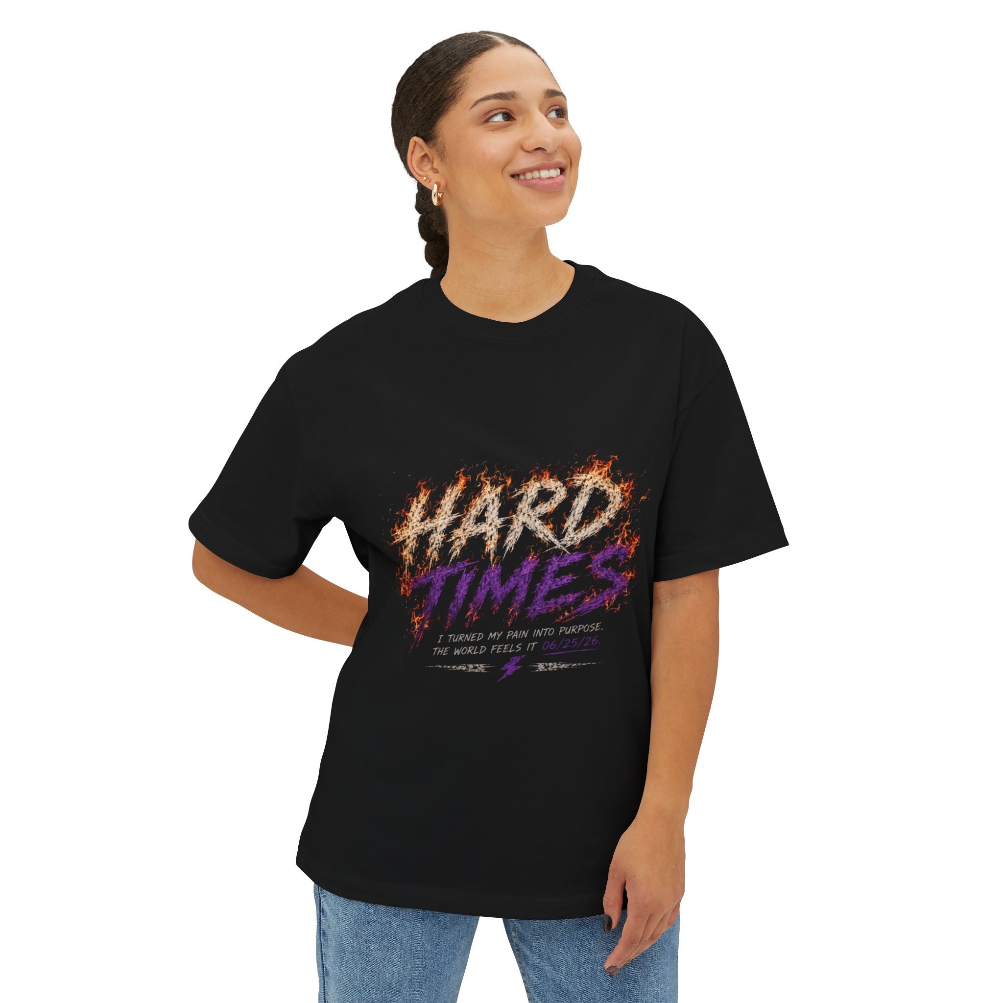 Hard Times Oversized Graphic Tee — T-Shirt