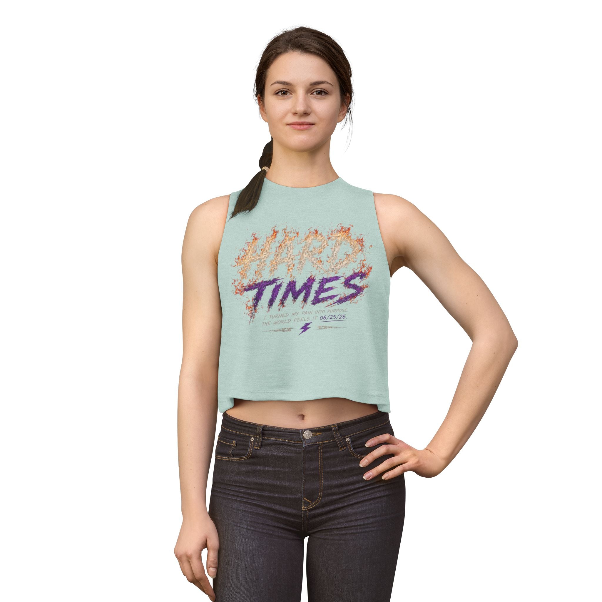 Hard Times Crop Top — Retro Grunge Graphic Women's Tank