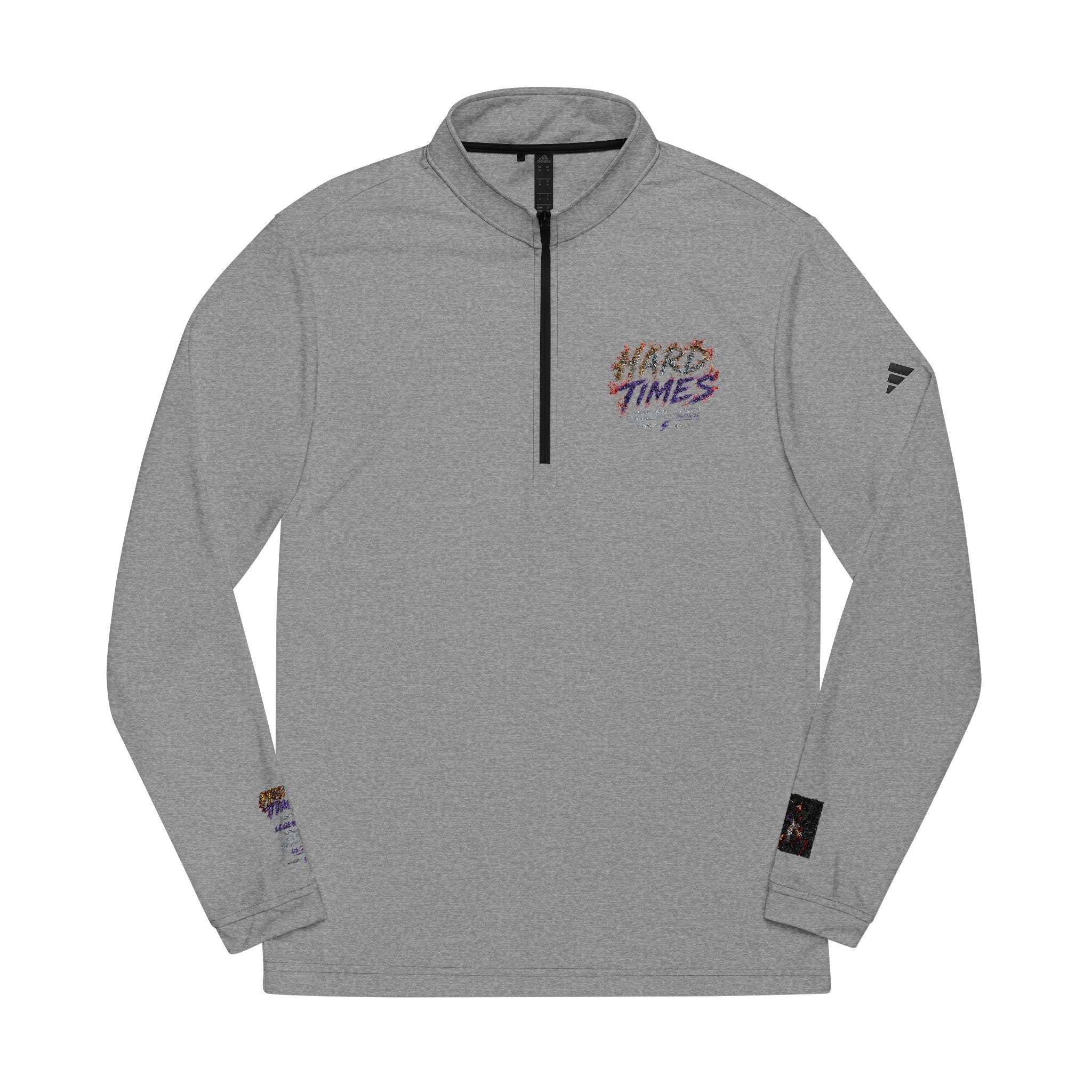 Embroidered 'Hard Times' Quarter-Zip Pullover