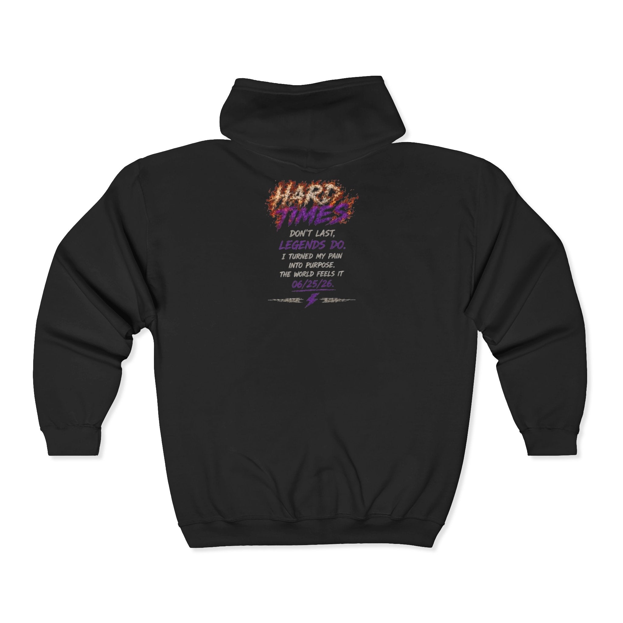 Hard Times Zip Hoodie — Retro Grunge "Hard Times" Graphic Full-Zip Sweatshirt