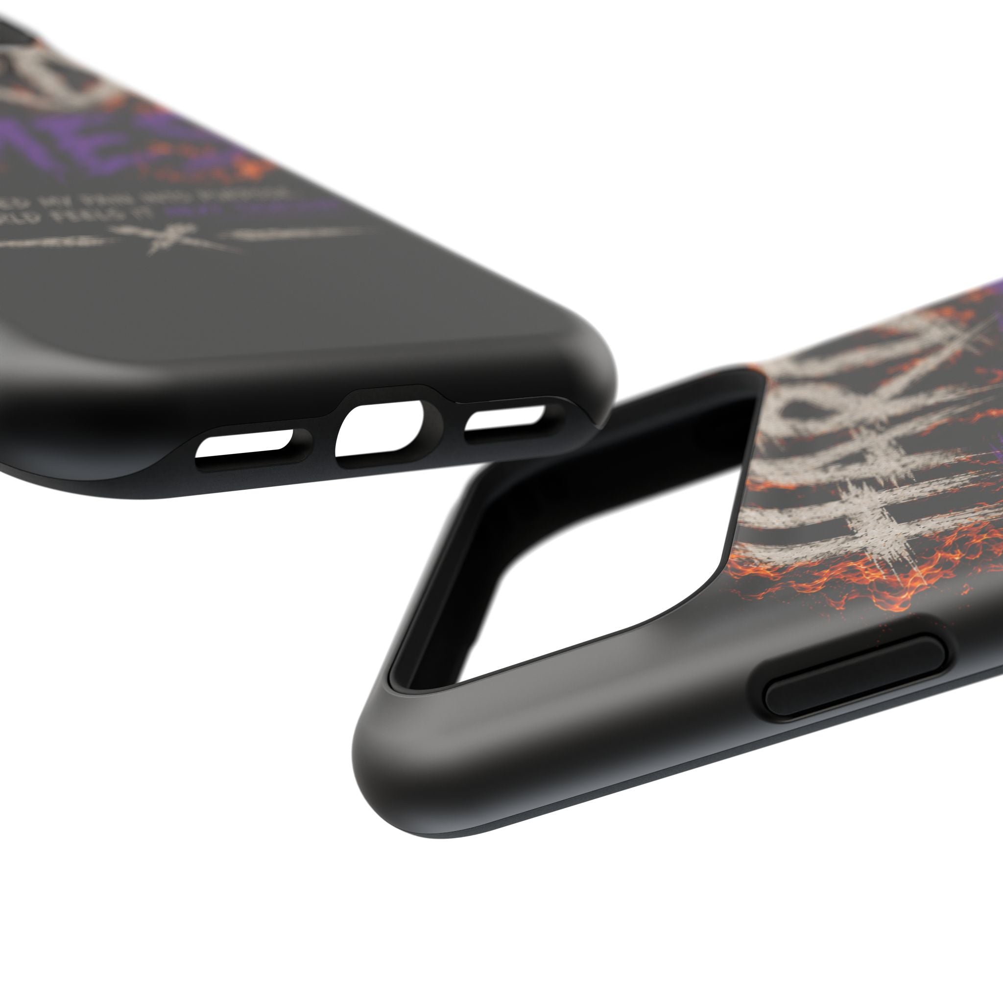 Impact-Resistant Phone Case — "HARD TIMES" Flame Graphic, Motivational Quote