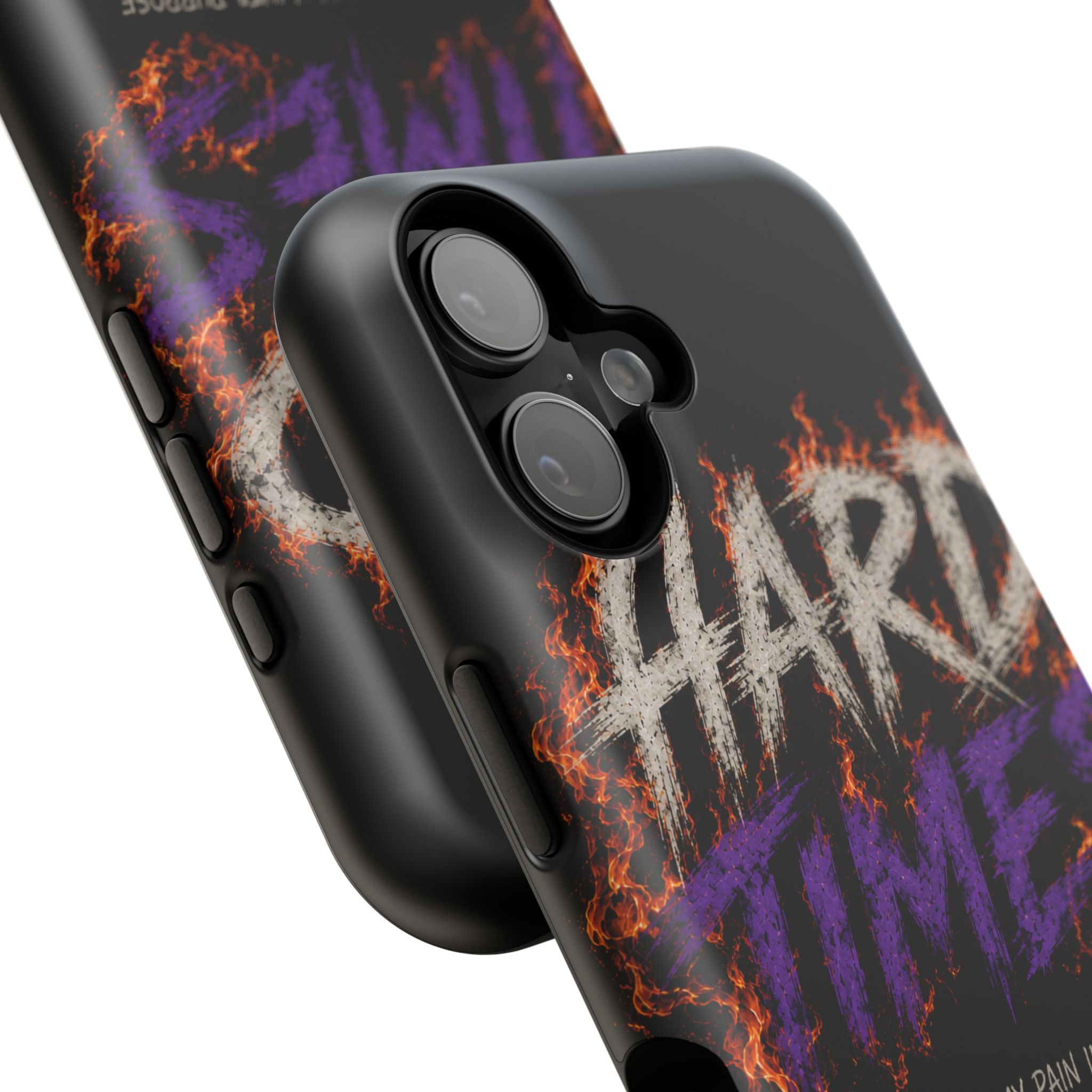 Impact-Resistant Phone Case — "HARD TIMES" Flame Graphic, Motivational Quote