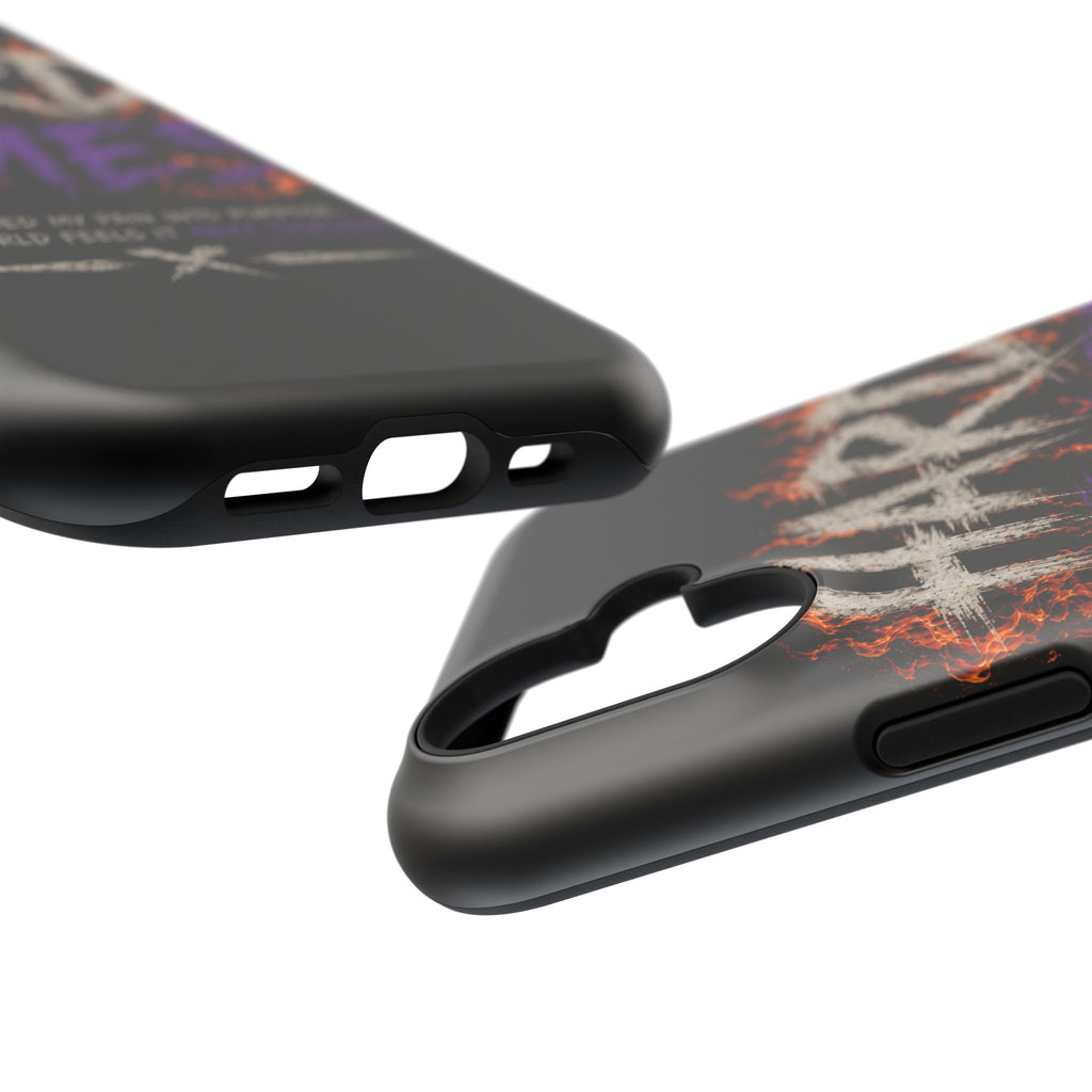 Impact-Resistant Phone Case — "HARD TIMES" Flame Graphic, Motivational Quote