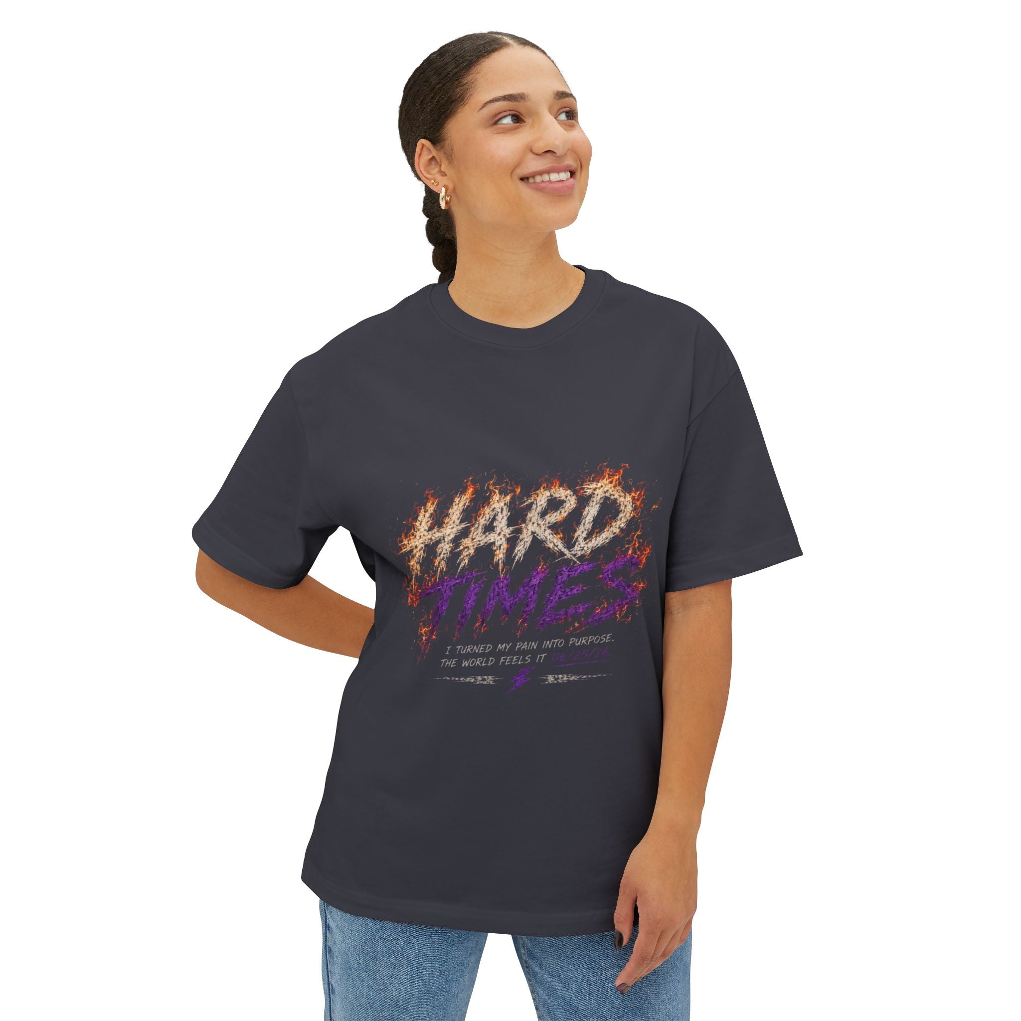 Hard Times Oversized Graphic Tee — T-Shirt