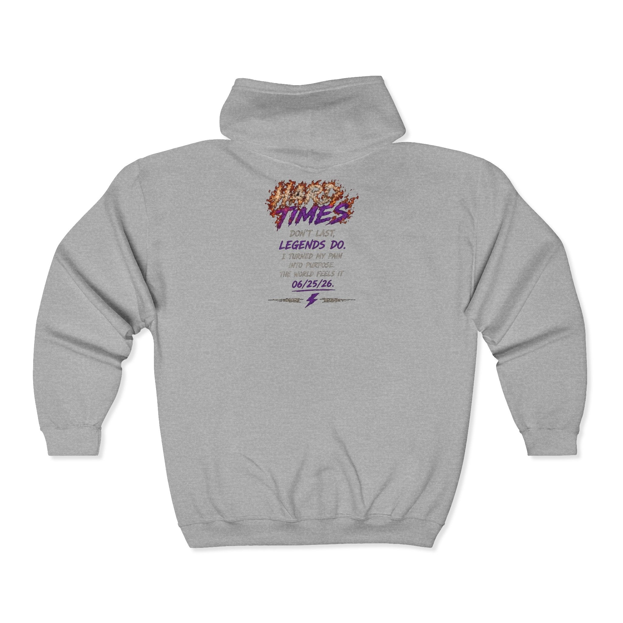 Hard Times Zip Hoodie — Retro Grunge "Hard Times" Graphic Full-Zip Sweatshirt