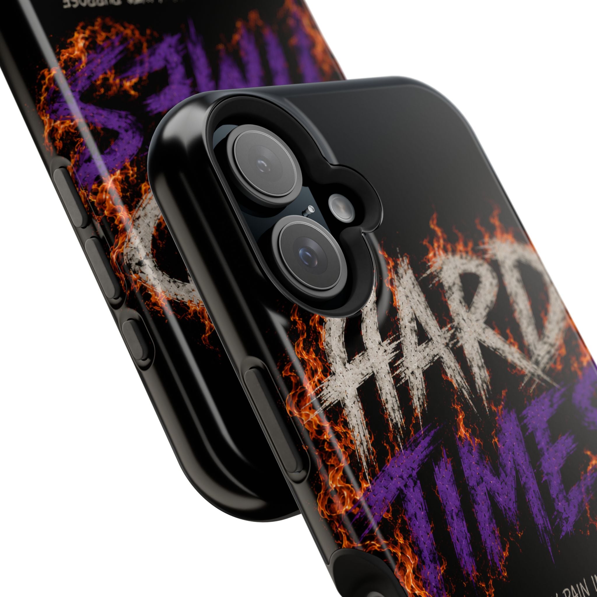 Impact-Resistant Phone Case — "HARD TIMES" Flame Graphic, Motivational Quote