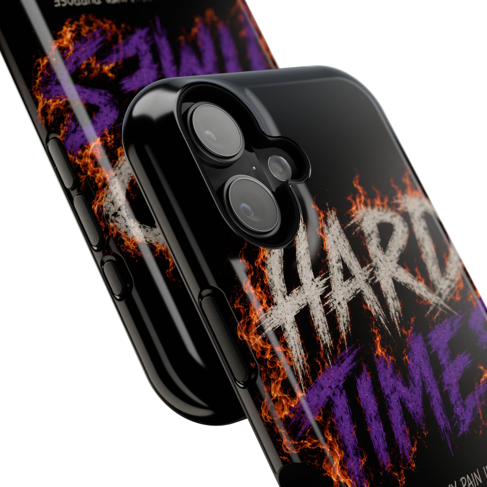 Impact-Resistant Phone Case — "HARD TIMES" Flame Graphic, Motivational Quote