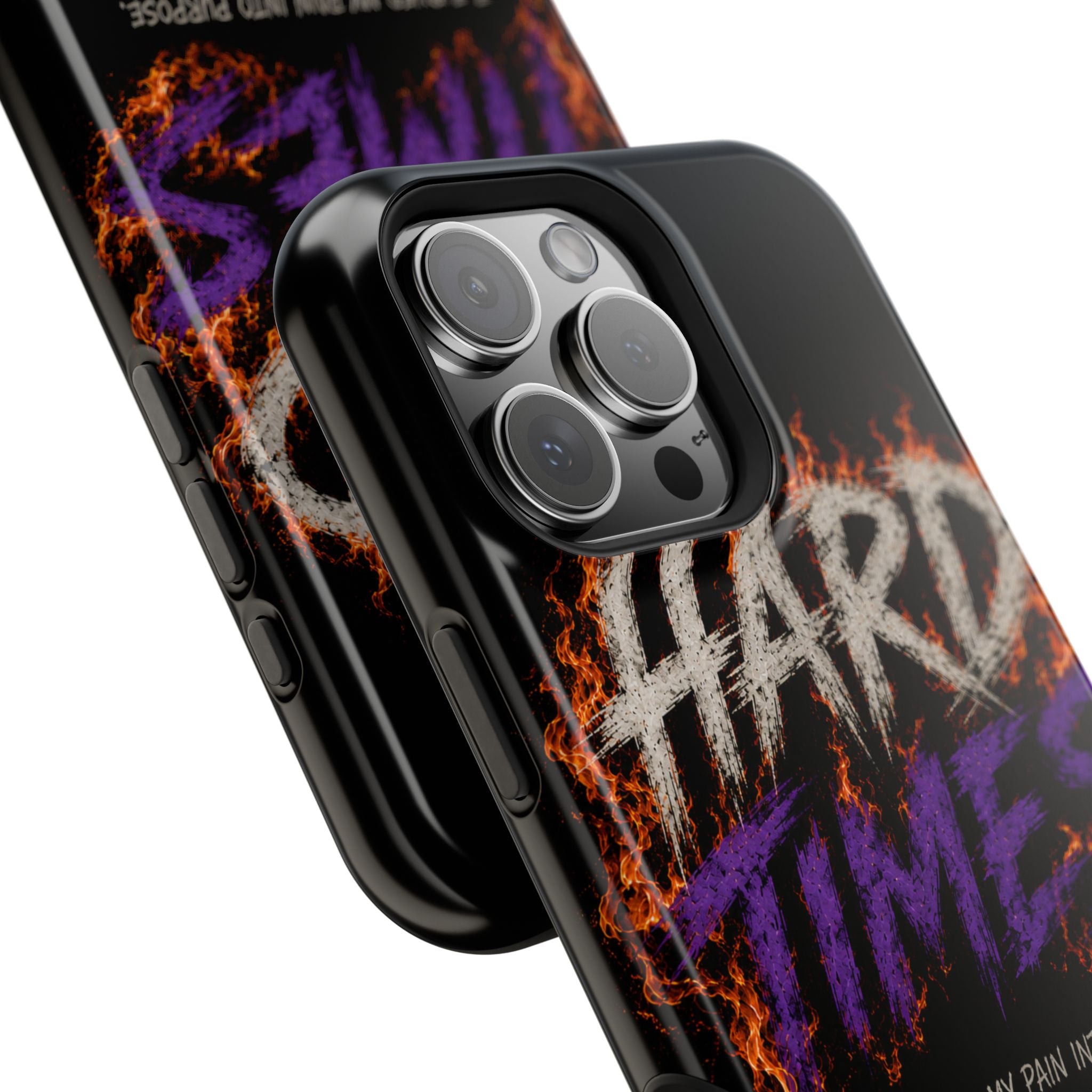 Impact-Resistant Phone Case — "HARD TIMES" Flame Graphic, Motivational Quote