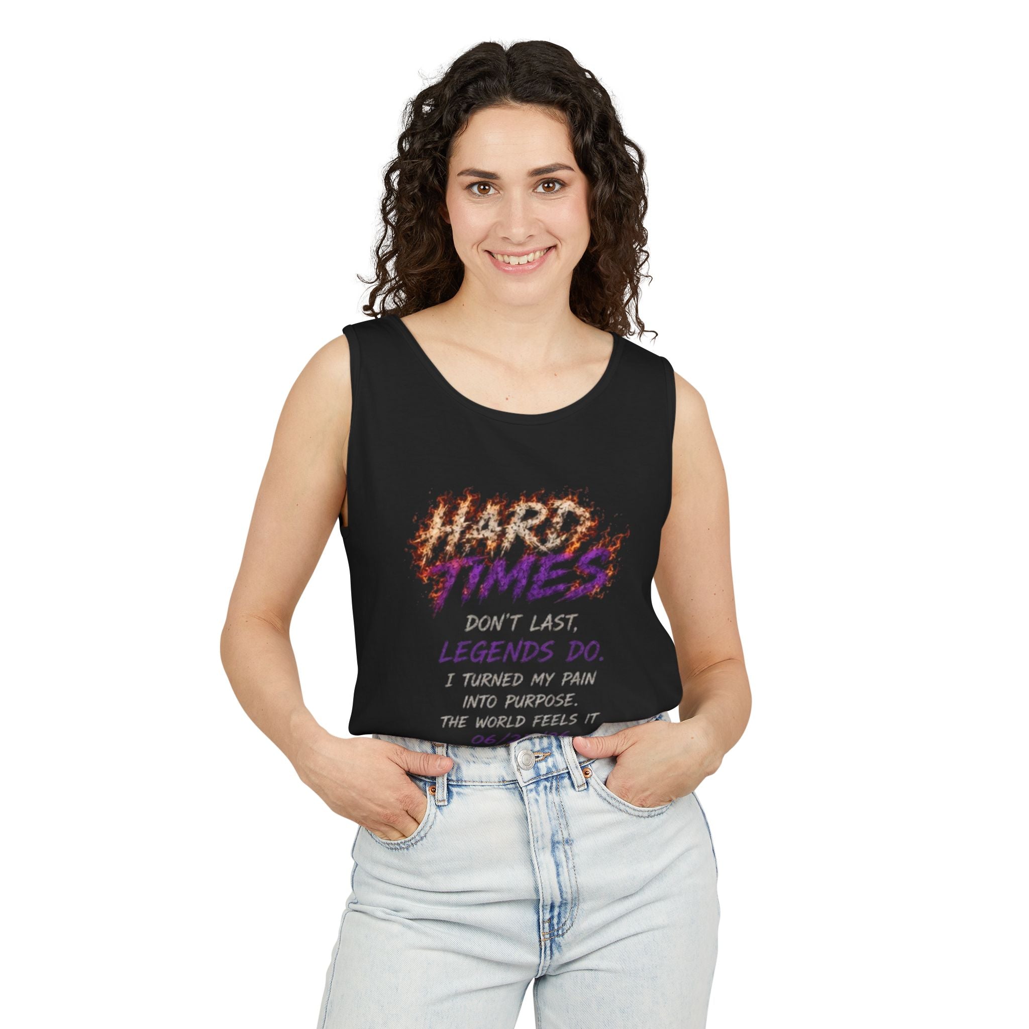 Tank Top — "Good Times Don't Last, Legends Do" Motivational Graphic Tank