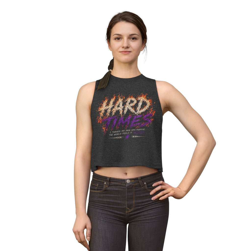 Hard Times Crop Top — Retro Grunge Graphic Women's Tank