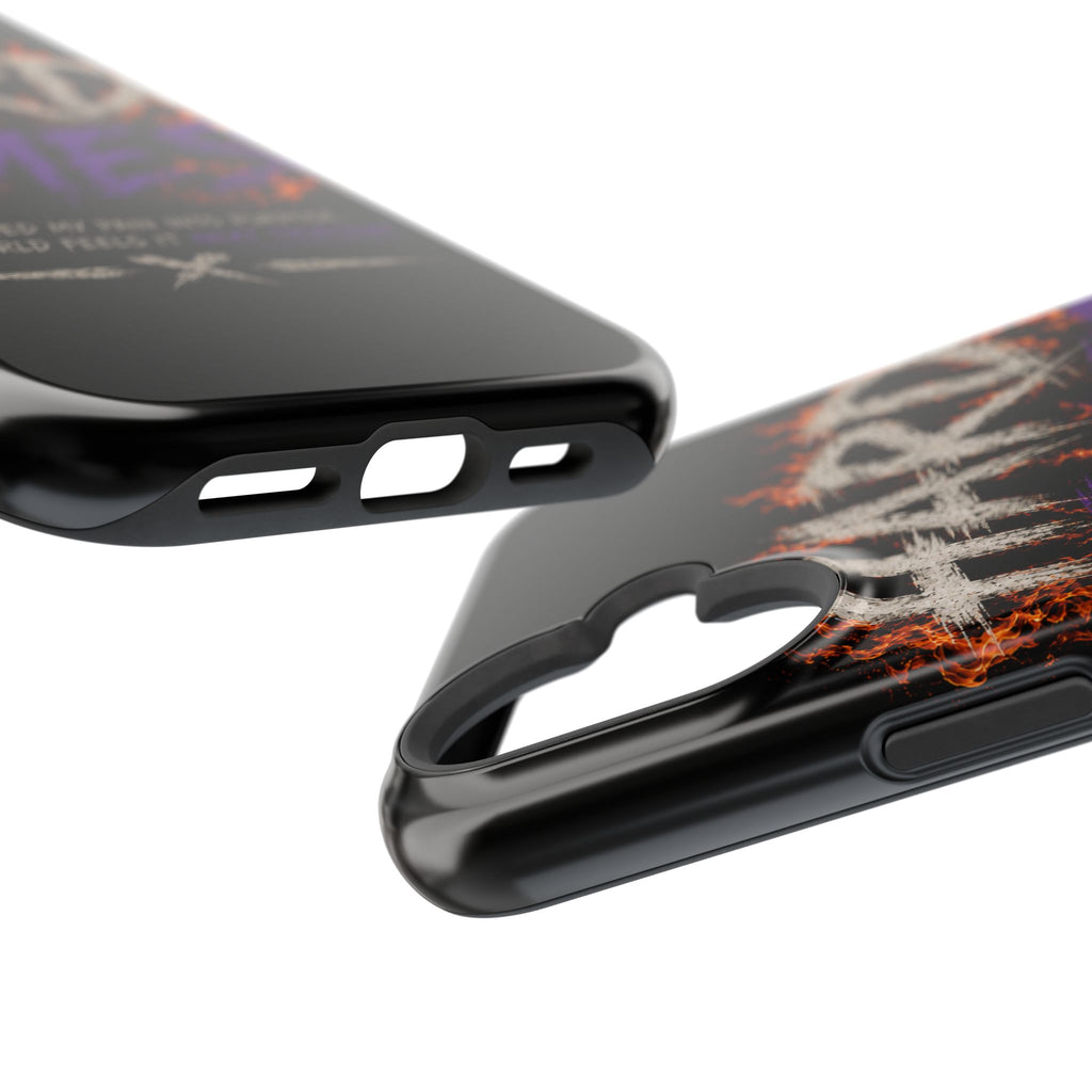 Impact-Resistant Phone Case — "HARD TIMES" Flame Graphic, Motivational Quote