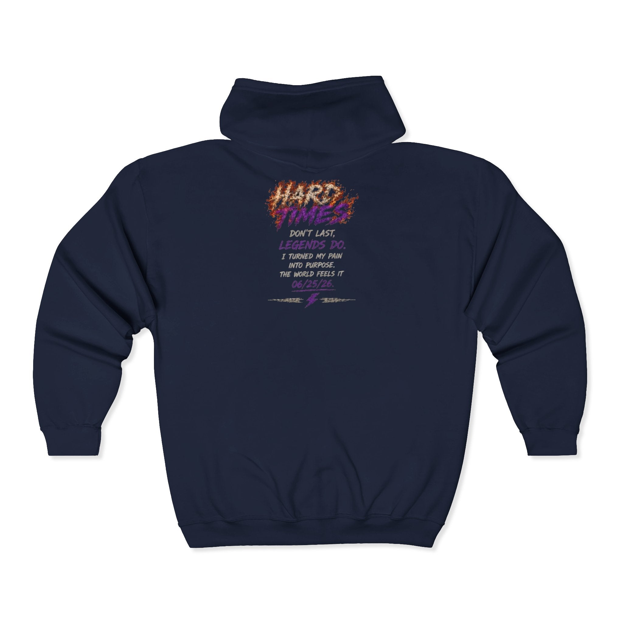 Hard Times Zip Hoodie — Retro Grunge "Hard Times" Graphic Full-Zip Sweatshirt