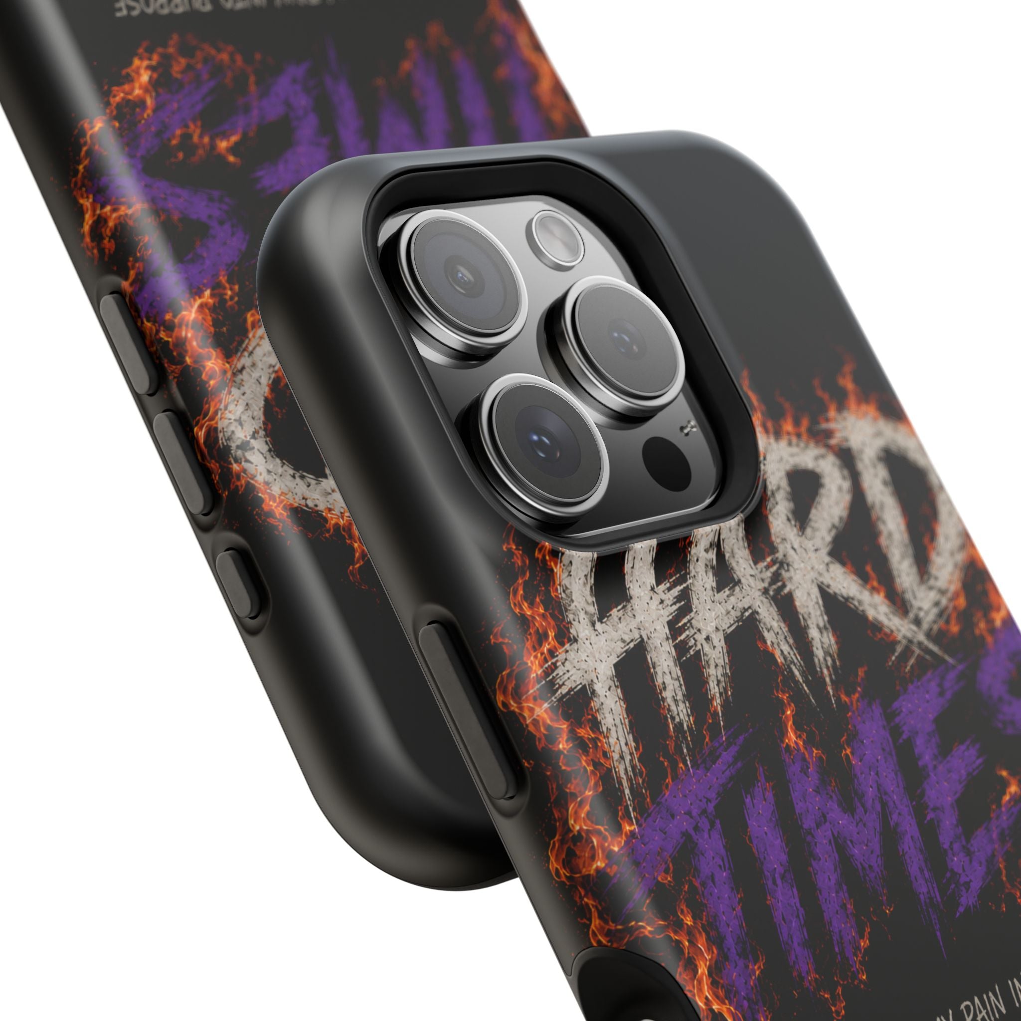 Impact-Resistant Phone Case — "HARD TIMES" Flame Graphic, Motivational Quote