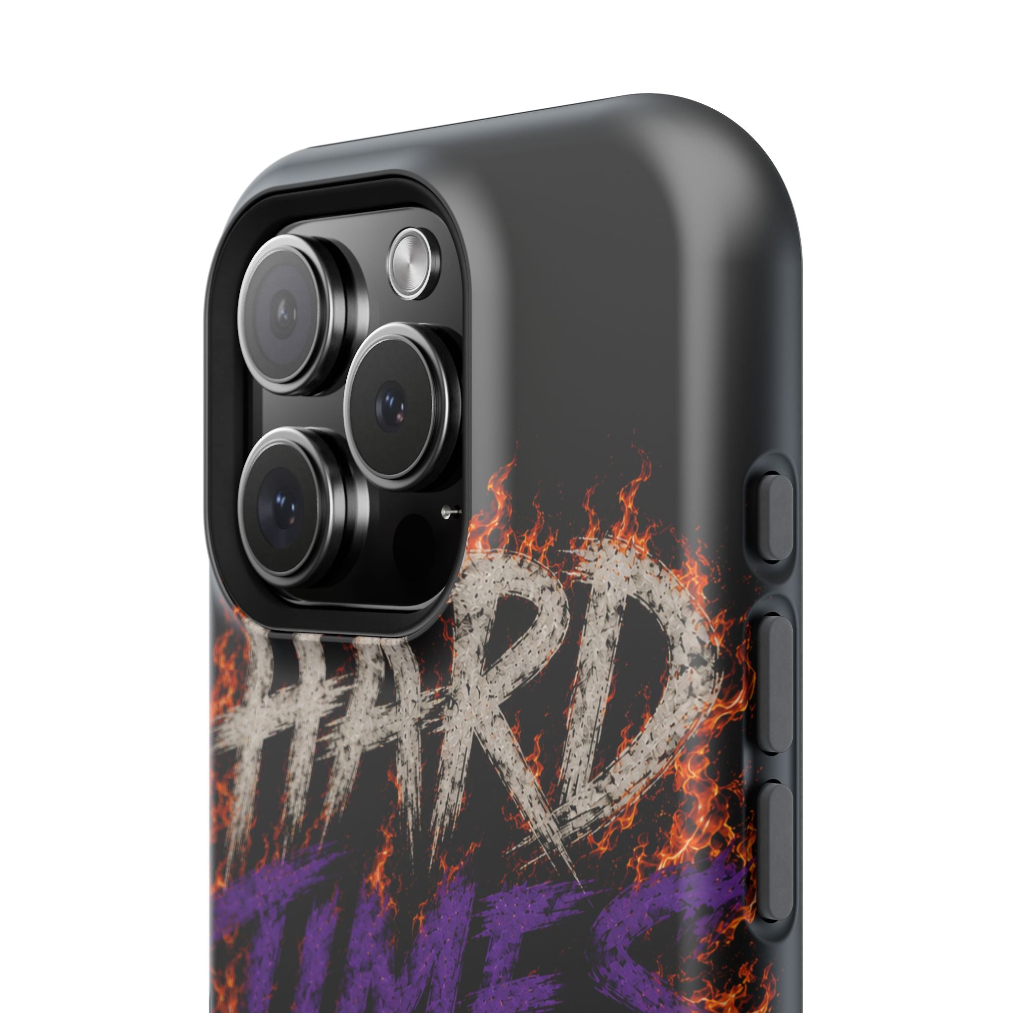 Impact-Resistant Phone Case — "HARD TIMES" Flame Graphic, Motivational Quote